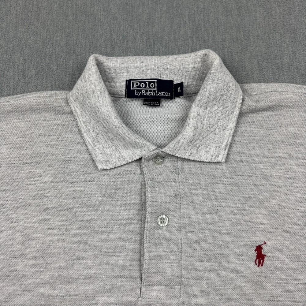 Vintage Polo Ralph Lauren Polo Shirt Mens XL Gray Pony‎ Classic Fit Made In USA